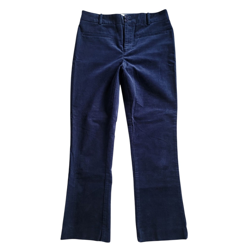 Anthropologie Navy Blue Mid Rise Corduroy Kick Flare Ankle‎ Pants Size 4